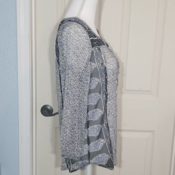 Lucky Brand, Size XS -5 Button Peasant Boho Festival Blues Floral - Picture 4 of 6